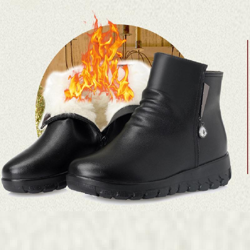 

Large Size 35-43 Snow Boots Female Shoes Black Zip Winter Ankle Boots Black Fashion Wool Women