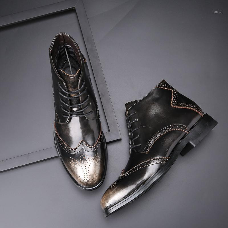 

2019 Autumn Classic Boots Men's Shoes Pointed Casual Men's Leather Boots Wedding Dress Formal Elegant Party Shoes1, Black