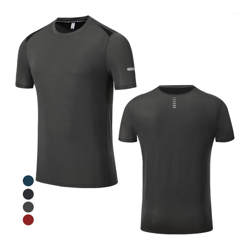 

Breathable Fitness T Man Running Sport Superelastic Quick dry Training Clothes Solid Compression Short Sleeves Summer Jogging T1, Black