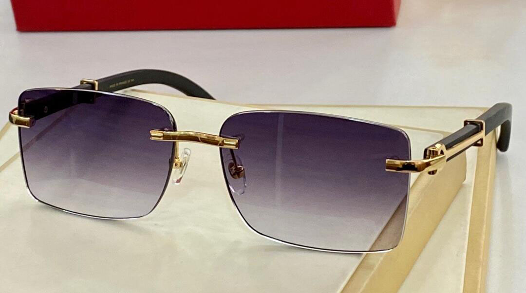 

New fashion design sunglasses 8200763 square frame rimless wooden temples simple and versatile style popular outdoor uv400 protection glasses