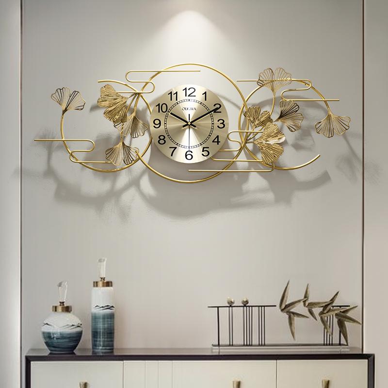 

New Chinese Style Metal Wall Clock Home Fashion Living Room TV Background Wall Clock Creative Silent Decorative