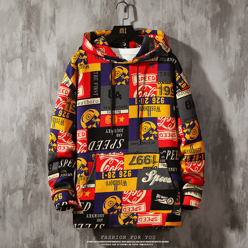 

New Men's Casual Hooded Sweatshirts 2021 Fashion Woman Printed Hoodies Korean Streetwear Male Clothing Harajuku 73sq, Yellow