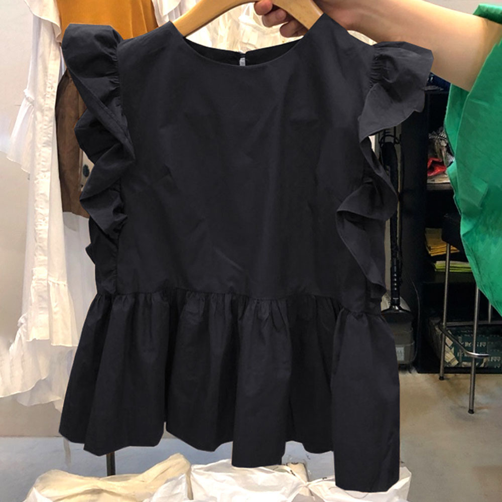 

2021 Blouse Women White Summer New Fashion Ruffle High Waist Shirts Lady Work Korean Japan Female Chic Tops Blousa IBUR