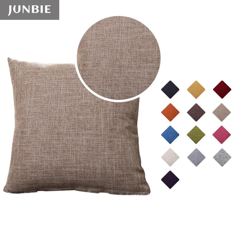 

JUNBIE Faux Linen Pillow Cover Solid Color Decorative Throw Cushion Cover Modern 45x45/50x50/55x55 size Pillowcase for Cafe Sofa Pillow Case, Black