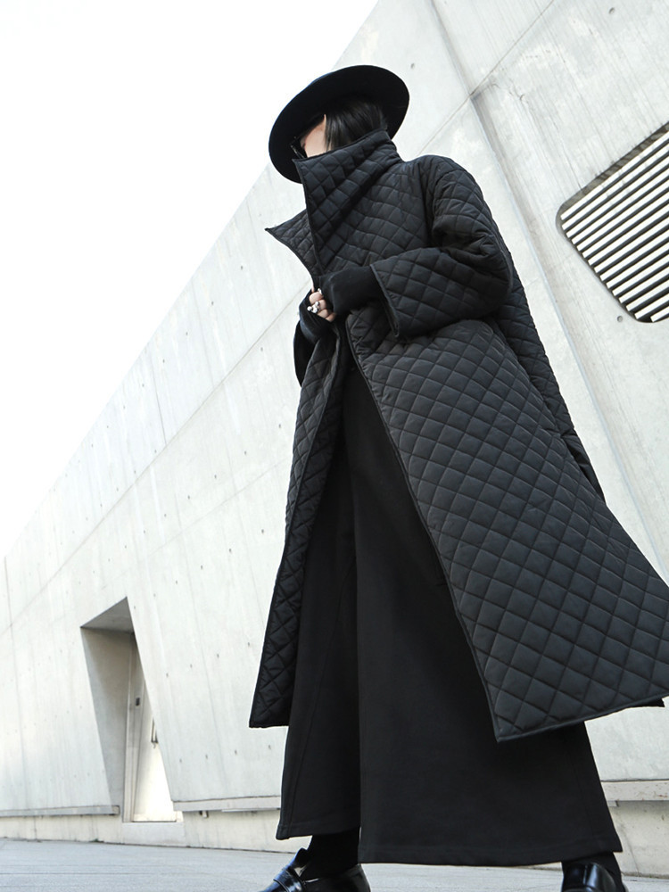 

Long cotton-quilted woman' black sleeve big loose women' fit parkas warm winter clothes hot fashion coat RR67