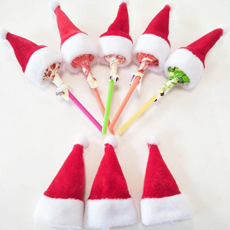 

Christmas Candy Hat Mini Santa Claus Lollipop Hat Cover For Christmas Xmas New Year Home Festival Party Kids Gift Decoration1