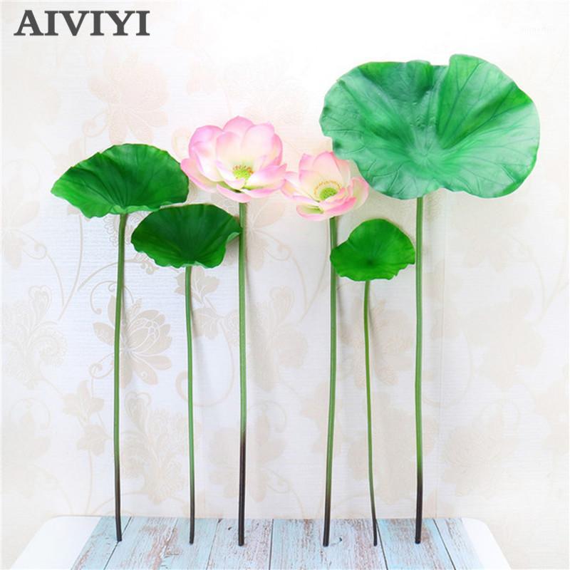 

Feel simulation lotus leaf artificial flower with pole lotus home water surface pond decorative DIY fake flower Green plant1