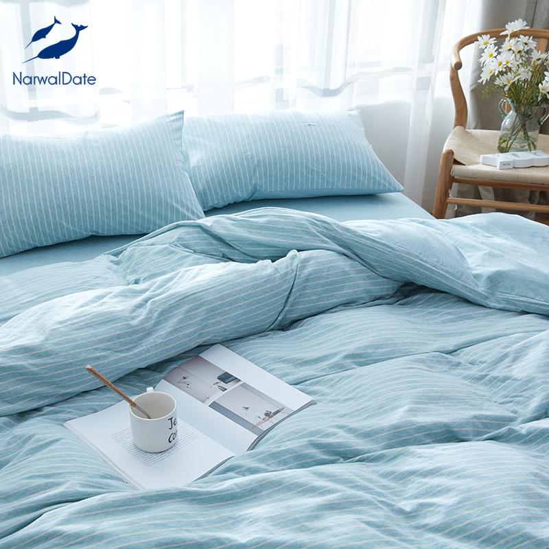 

Full/Queen/King Cotton Naked Bedding Set Bedlinen Bed Sheet Striped Duvet Cover Pillowcase Flat/Fitted Bedsheet