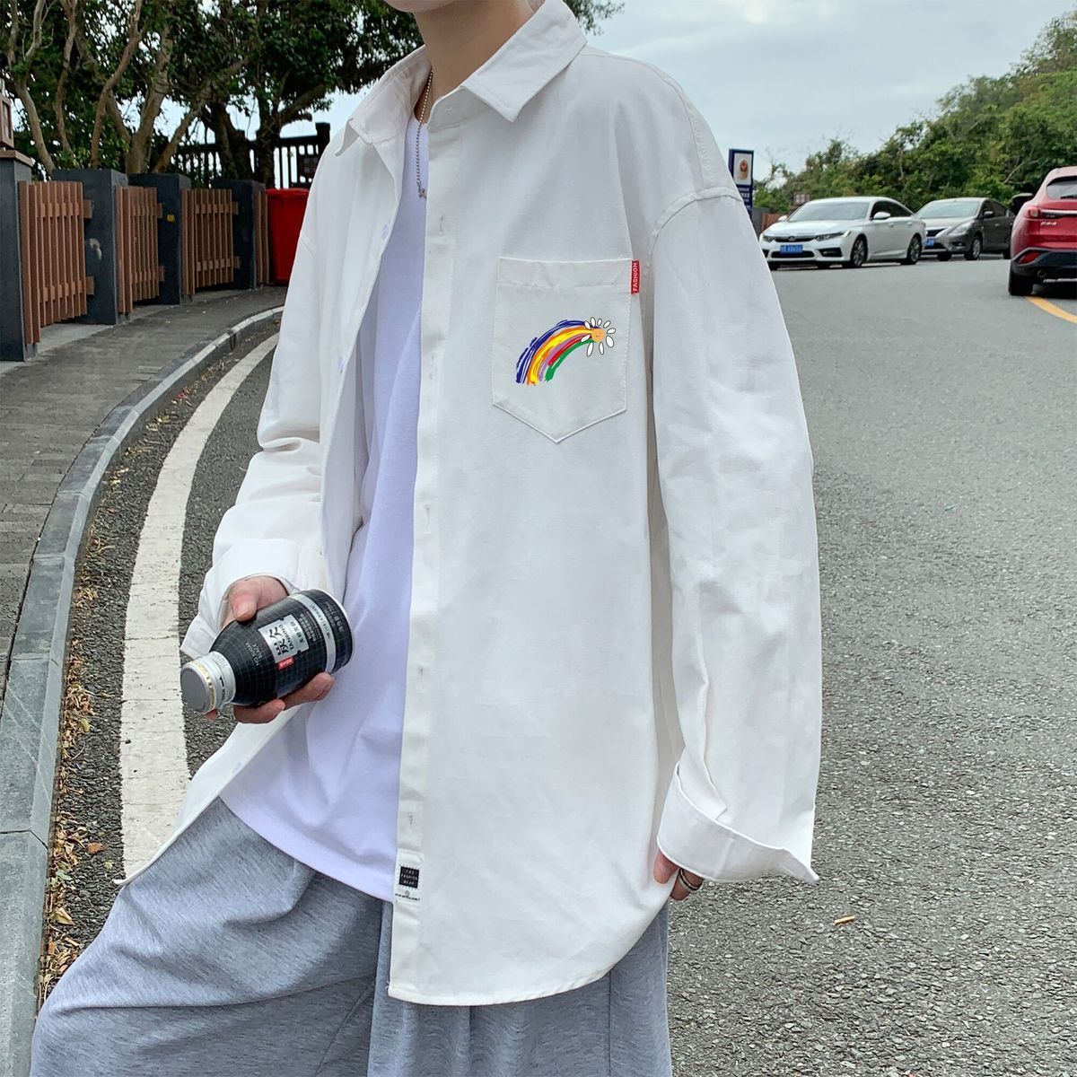 

New Men's Raiow Graphic Printed Long Sleeve Shirts Woman Casual Fashion Tops Shirt Man Korean Streetwear 2021 Oversize Niz9, Yellow