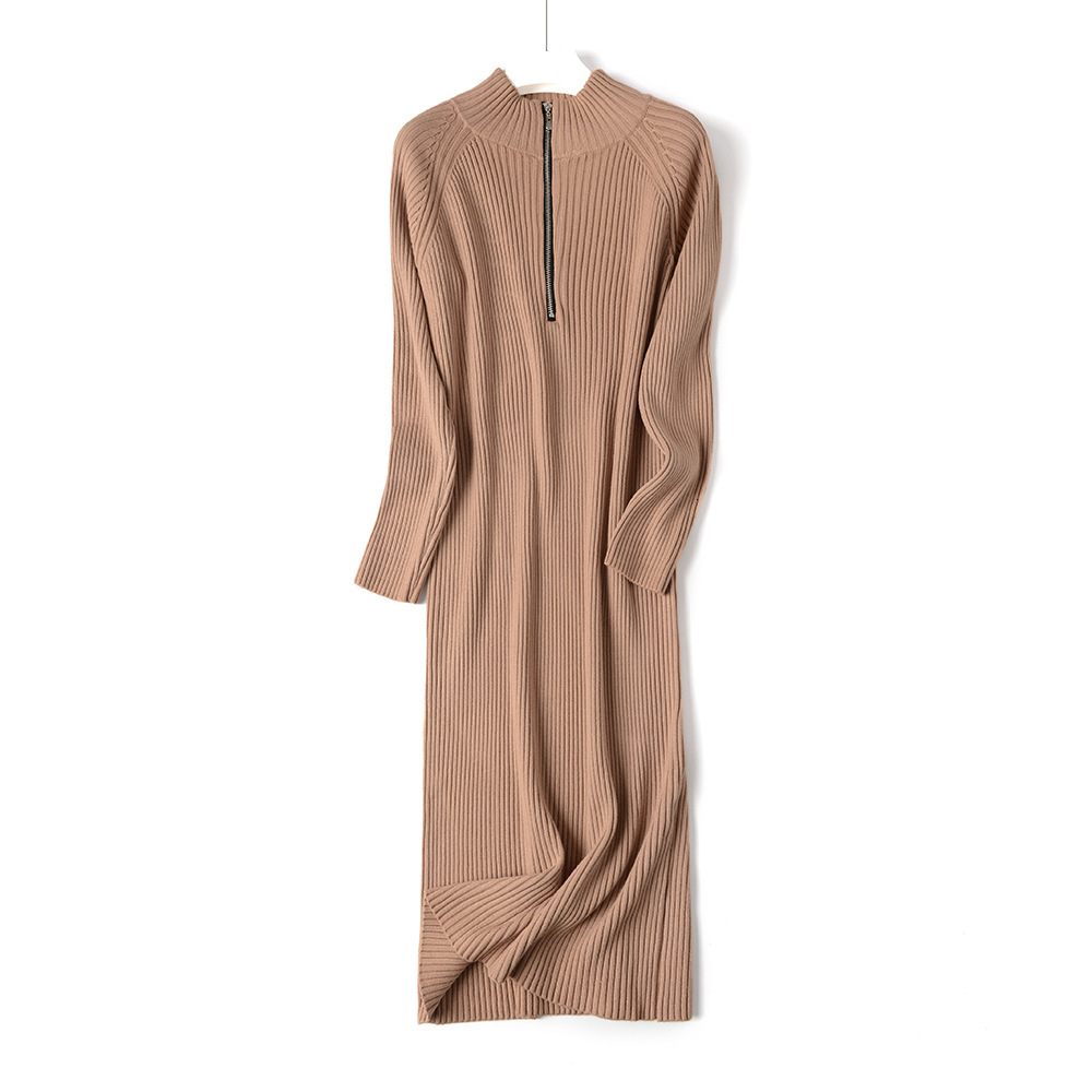

2021 New Basic Summer Zipper Elegant Women Loose Oversize Long Female Chic Knit Straight Maix Dress Vre1, Blue