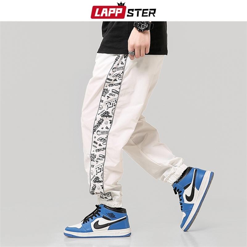

LAPPSTER Men Patchwork Harem Pants Hip Hop Sweatpants Mens Streetwear White Joggers Pants Vintage Track Pants Plus Size INS 201109
