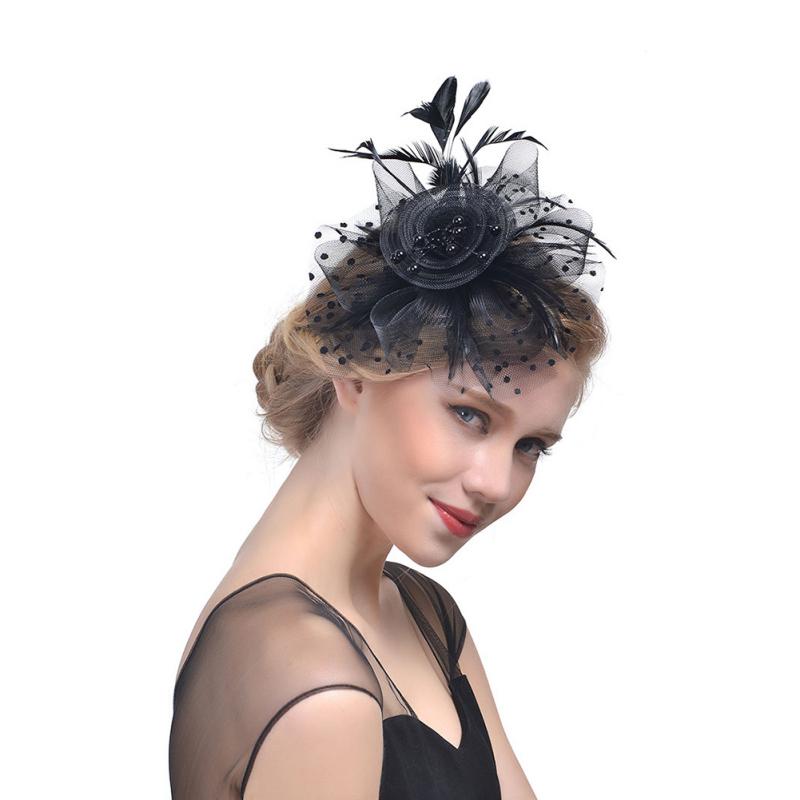 

11 Colors Bridal Net Feather Hats Birdcage Net Wedding Headband Fascinators Hat Bridal Cocktail Headwear Party Hair 77