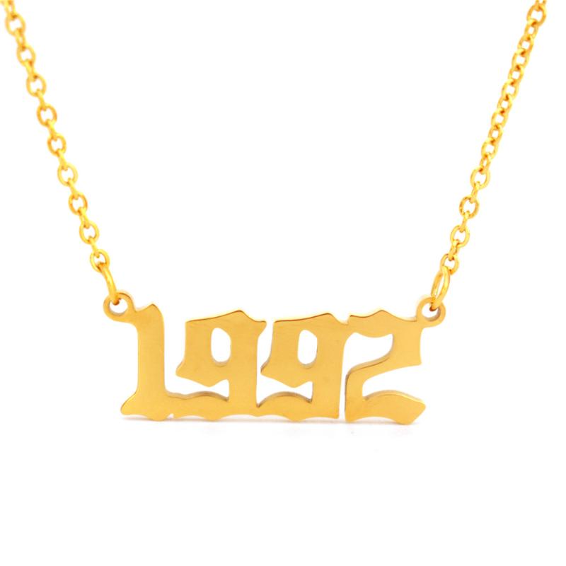 

Gold 1992 Year Custom Old English Font Pendant Statement Necklaces Pendants For Women Jewelry Custom Birthday Gift