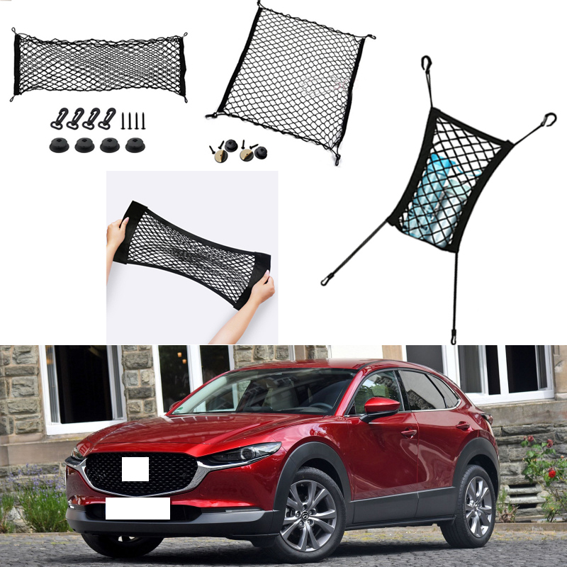 

For Mazda CX-30 CX30 Car Auto vehicle Black Rear Trunk Cargo Baggage Organizer Storage Nylon Plain Vertical Seat Net