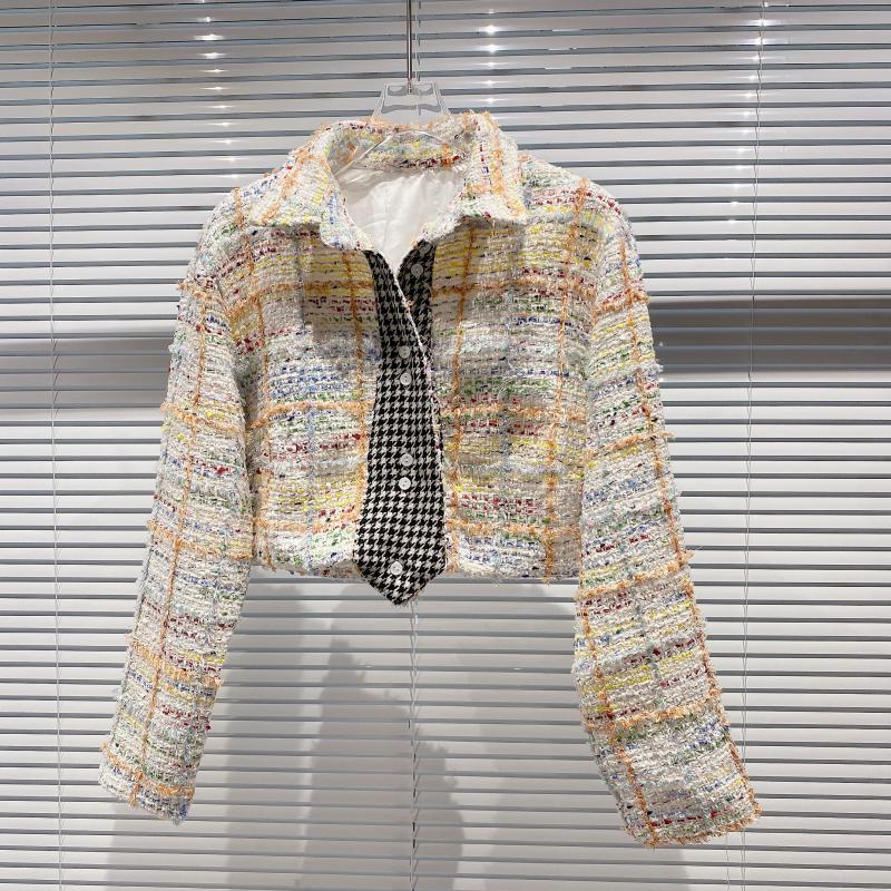

2020 Little New Decoration Line of Sweet Wind Weave Girly Tweed Short Paragraph Coat Qoy3, See chart