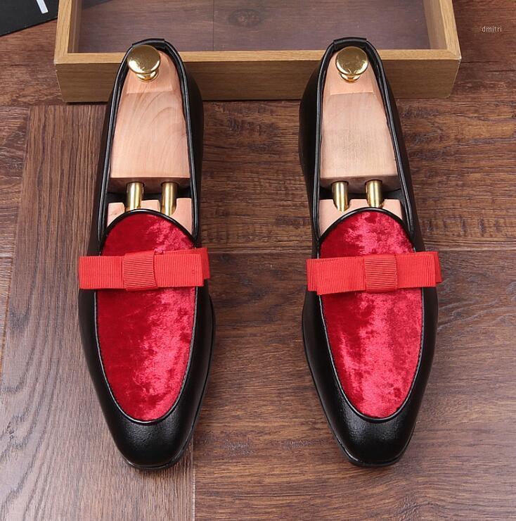 

Suede fashion mens dress leather shoes pointed toe slip-on Bowtie wedding shoes red black falts oxfords1, As pic 1