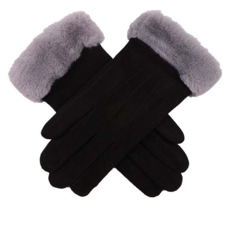 

Autumn and winter gloves ladies simple elegant fashion warm outdoor riding gloves touch screen de velvet