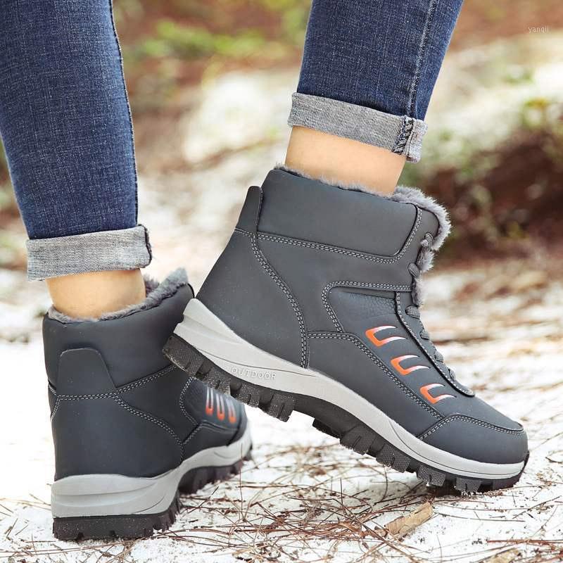 

2020 Women Winter Ankle Boots Warm Women Waterproof Snow Boots Platform Wedge Waterproof Flock Casual Sneakers Shoes1, Khaki