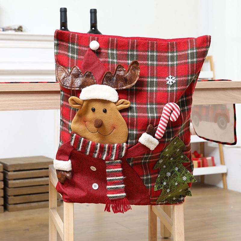 

3D Christmas Chair Cover Home Dining Room Decor Party Reindeer Santa Snowman ALI88