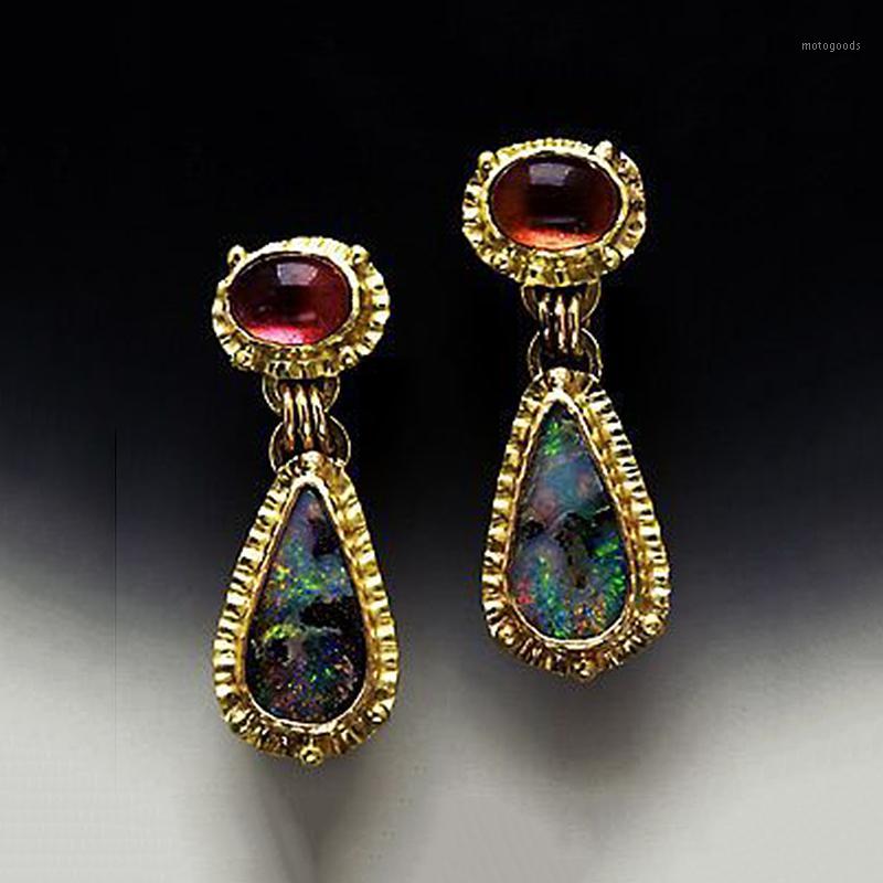 

Luxury Water Drop Earrings for Women Mystic Fire Rainbow Birthstone Multicolor Zircon Gold Color Dangle Earring Jewelry O3D2701