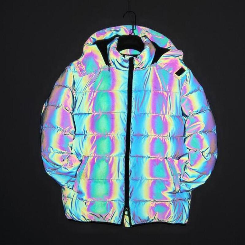 

Winter cotton-padd Coat men Parka reflective Hip Hop hooded Jackets for men Outwear Thicken warm Windbreaker Streetwear Harajuku, Black