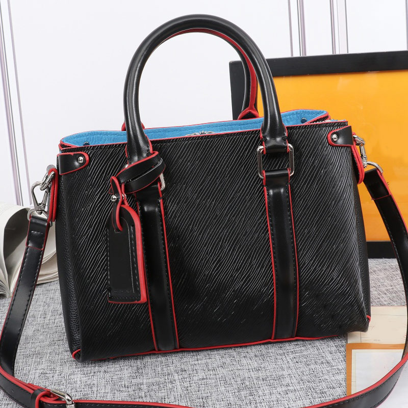 

Handbags Women Crossbody Bag Genuine Leather Bags High Quality Water Ripple Classic Leather Adjustable Shoulder Strap Smooth Leather Handle, Blue