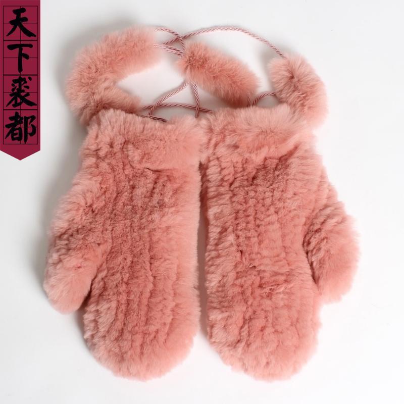 

2020 Lady Genuine Rex Fur Glove Winter Good Elasticity Real Fur Gloves Women Hand Knitted Natural Mittens1