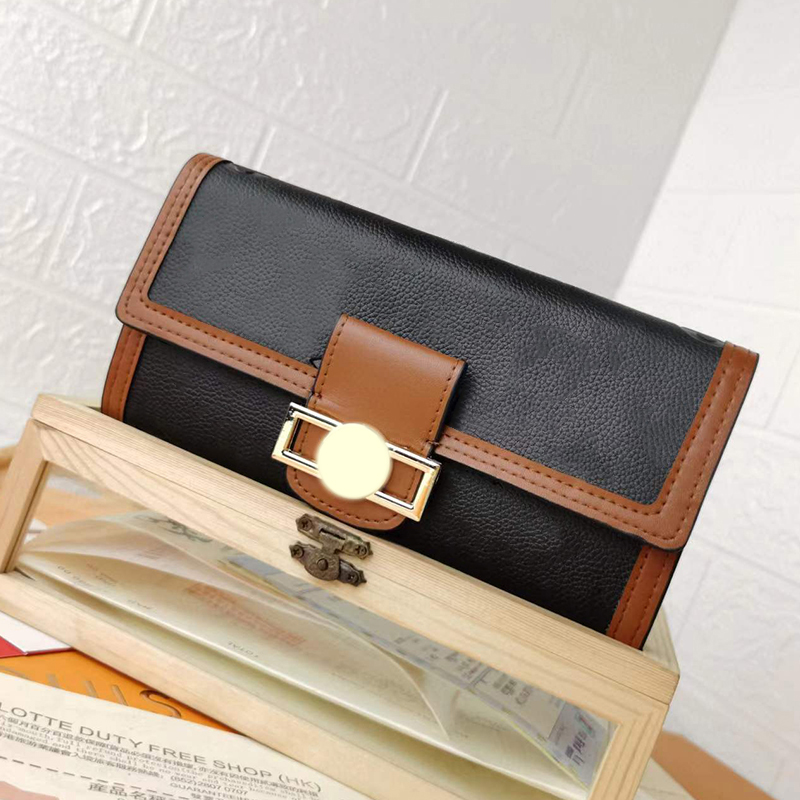 

3Colors Classic Flower Leather Women's Purse with Buckle Evening Bags Fashion Wallet 2Sizes