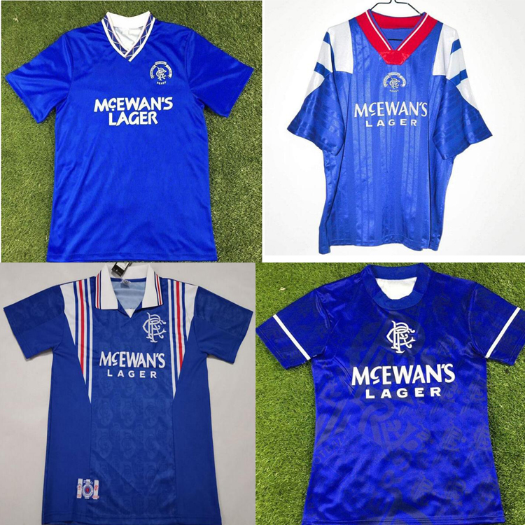 

Retro Glasgow Rangers soccer jersey GASCOIGNE LAUDRU 1984 87 90 92 93 94 95 96 97 99 2001 02 03 vintage Classic football shirt, Black;yellow