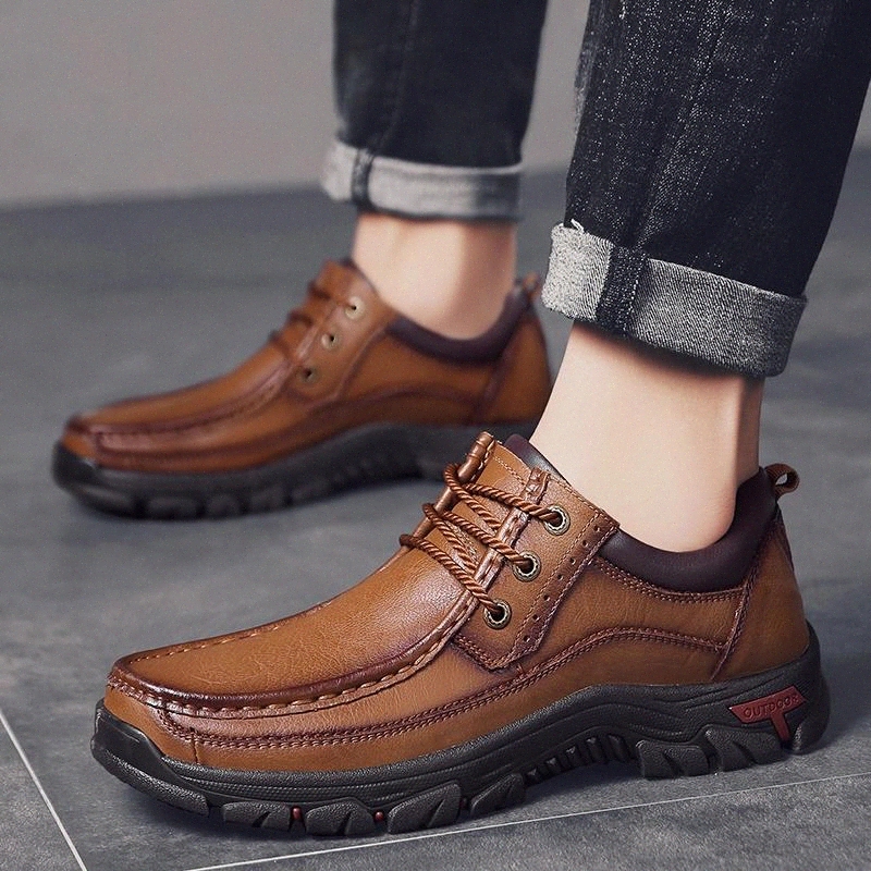 

Autumn Casual Sneakers Man Fashion genuine leather oxfrods Shoes Designer lace up Classic Cowboy Casual Men Shoes Non-Slip Men #eR5R