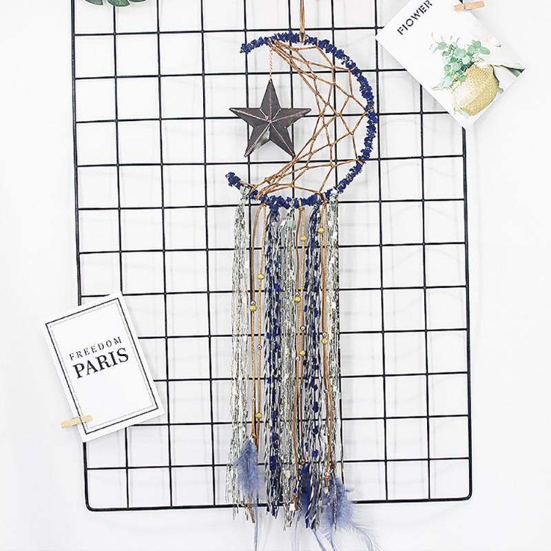 

Decorative Objects & Figurines Dream Star Net Pendant Bohemian Tapestry Decoration Moon Shaped Wall Hanging Bedroom Home