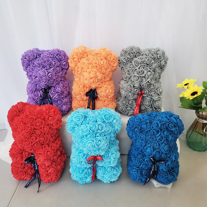 

Decorative Flowers & Wreaths 25cm Teddy Rose Bear Artificial Wedding Birthday Women Girl Gift Of Box Christmas Thanksgiving Gold