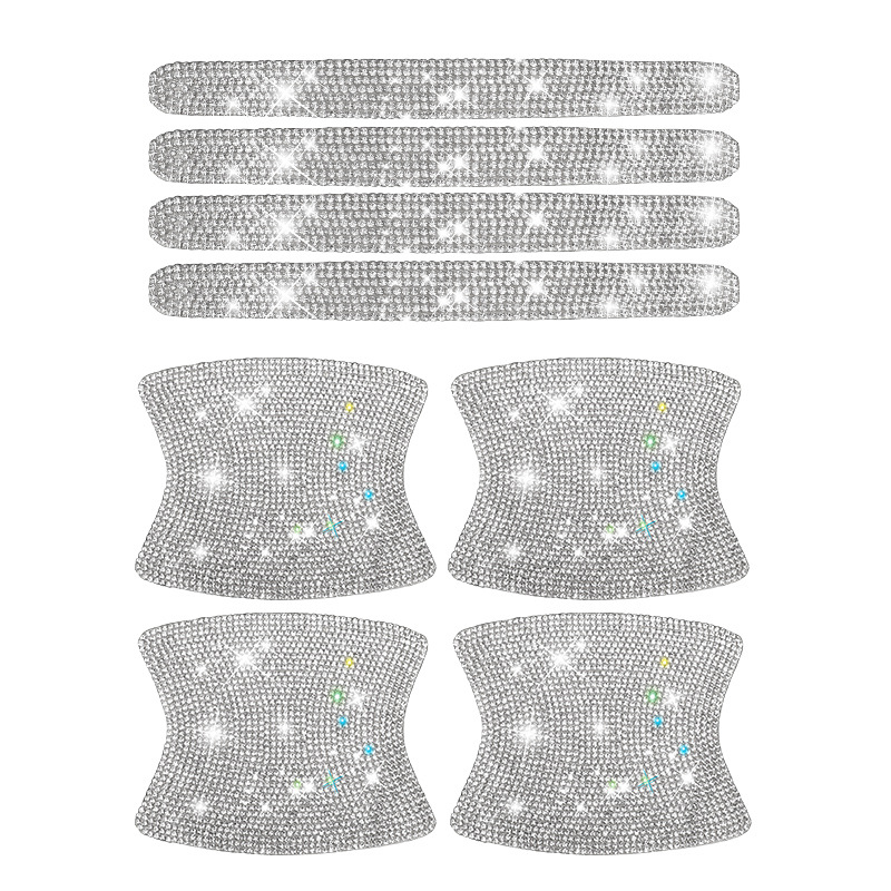 

8PCS/Set Universal Diamond Car Door Handle Sticker Protection Bling Car Accessories For Girl Woman Decoration, White