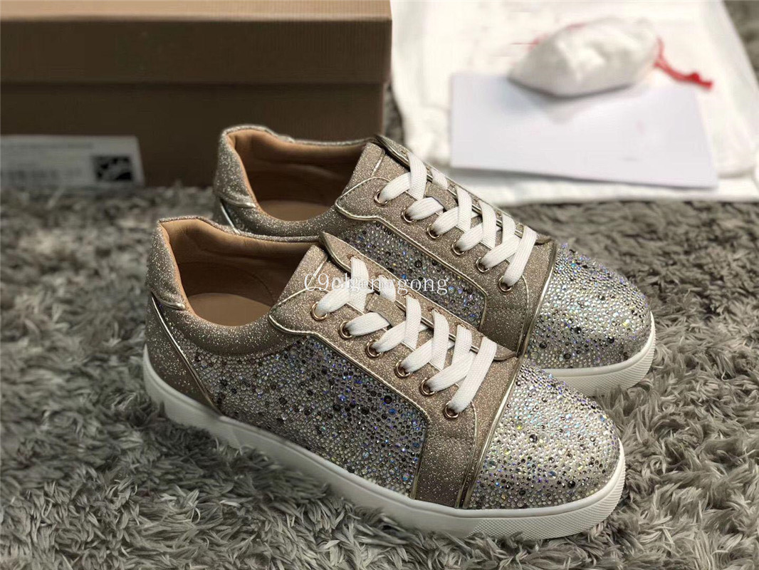 Top Quality Junior Strass Orlato Sneakers Low Top Red Bottom Shoes Women,Men Vieira Strass Trainer Cheap Sale Leisure Walking With Box,EU47