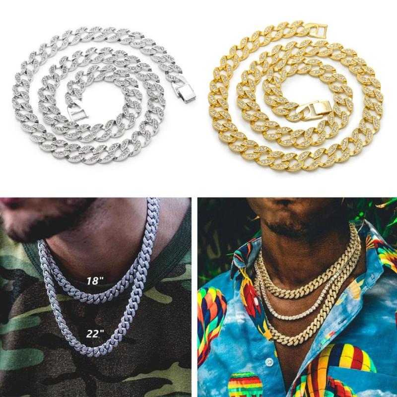 

Hip Hop Jewelry Gold Plated Iced CZ Miami Cuban Link Chain Necklace Bracelet
