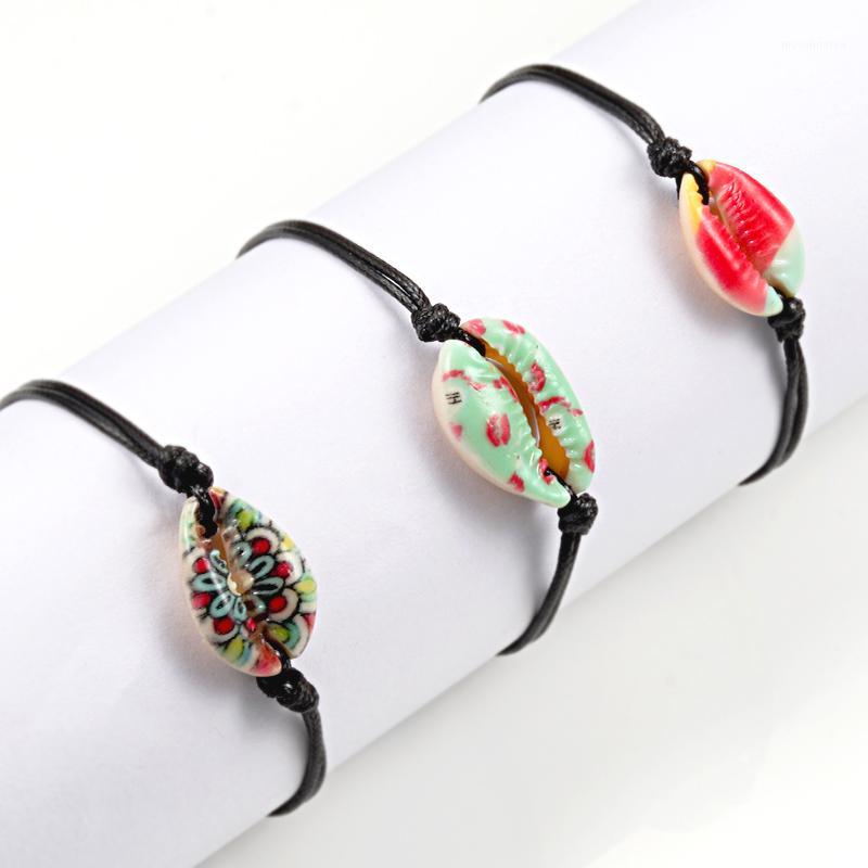 

Hot Creative Cartoon Graffiti Shell Bracelet For Women Fashion Pattern Shells Rope Bracelets Female Couple Wedding Festival Gift1