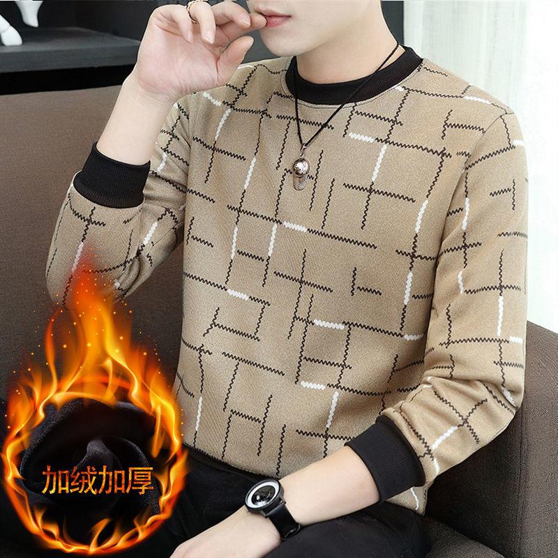 

Autumn and Winter New Men 's round Neck Cashmere Thick Warm Sweater, Black