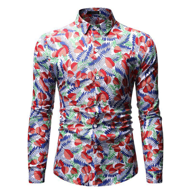 

new design Plus Size Autumn Men Print Full Casual Shirt Men's Fashion Hawaiian Style Leisure Long sleeve Shirt Tops Blouse -5XL