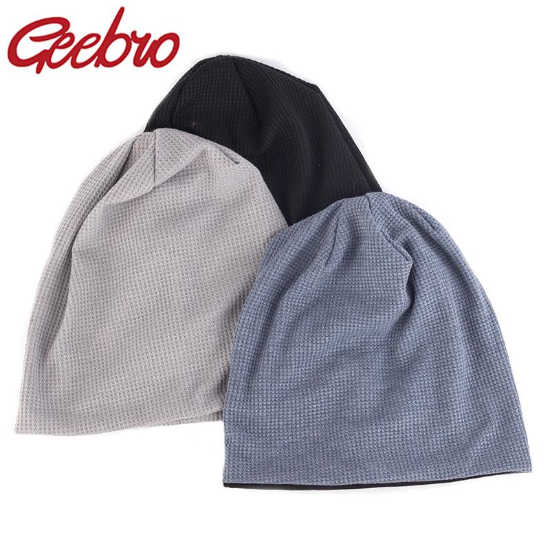 

Geebro New Women's Bonnet Beanies Cotton Solid Stripe Slouchy Hats For Ladies Soft Comfortable Autumn Skullies Beanie Cap, Black