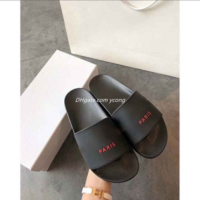 

Paris Sliders Mens Womens Summer Sandals Beach Slippers Ladies Flip Flops Loafers Black White Blue Slides Chaussures Shoes #605 Slippers
