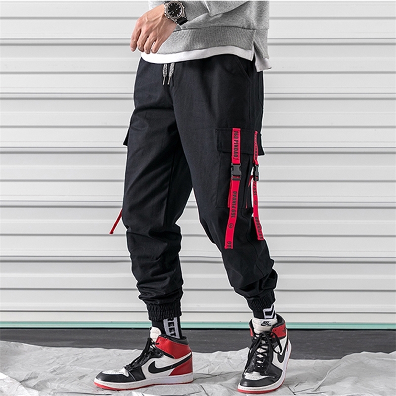 

April MOMO Men Hip Pop Pencil Pants Trousers Sweatpants Streetwear Male Casual Fashion Large Size Long Pants Sportswear 201128, Red