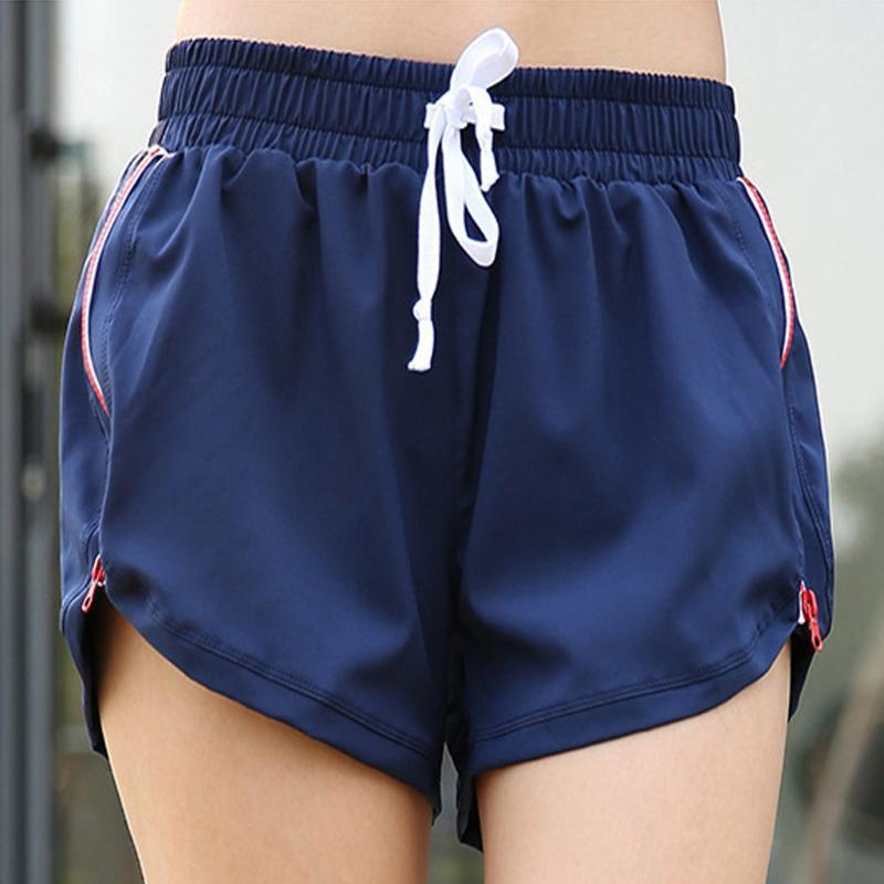 

Yoga Shorts Women Sports Casual Zipper Splice Bowknot Lacing Elastic Waist Loose Shorts Summer Home Sportswear spodenki damskie1, Black