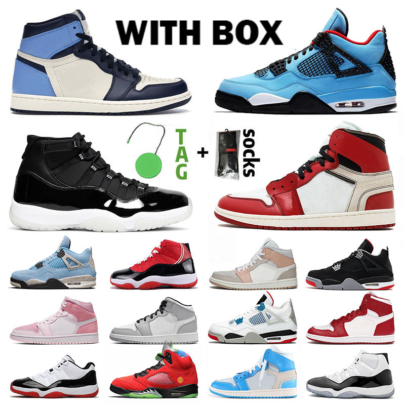

With Box original jumpman basketball shoes 1 obsidian concord high 11 cactus jack 4 4s men women trainers mid sports sneakers, B1 40-47 travis scotts cactus jack