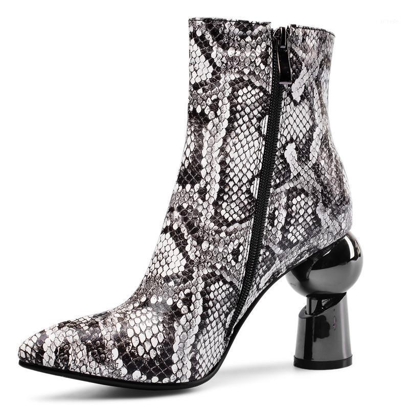 

Prova Perfetto Spring Autumn Snakeskin Fashion Women Boots Sexy High Heels Elegant Hand-made Ankle Boots Female Popular Star1, Single