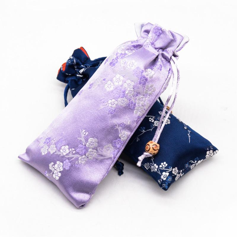 

3pcs Cherry Blossoms Long Silk Brocade Gift Bag Christmas Comb Pouches Jewelry Necklace Storage Pack Wedding Party Favor