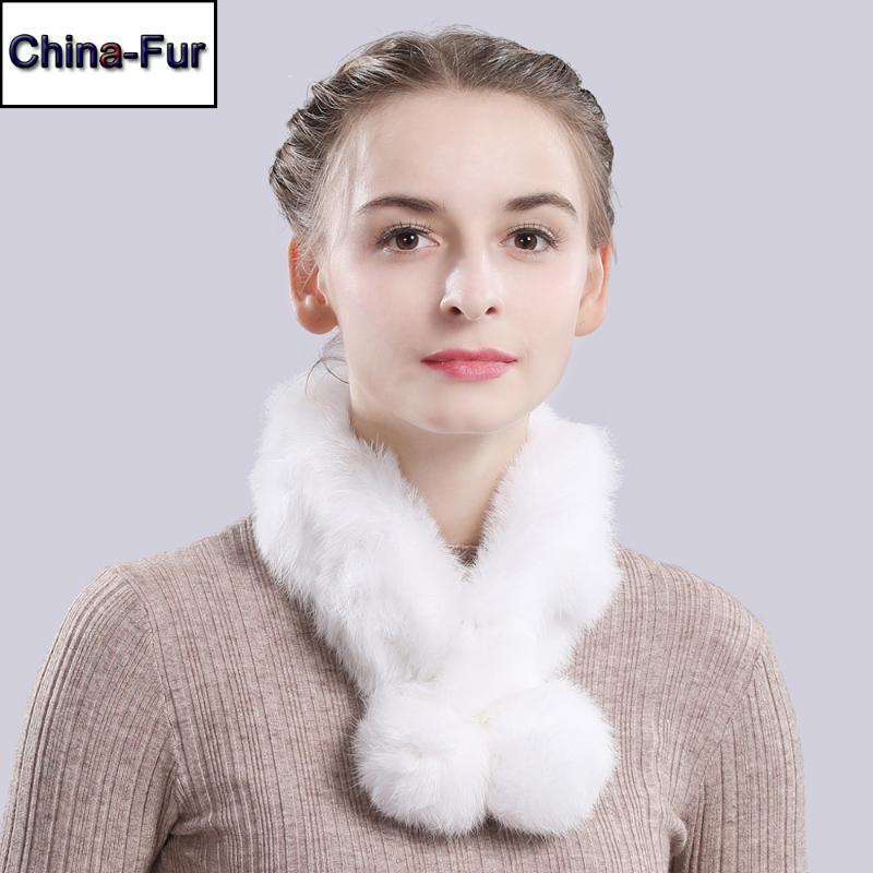 

2020 New Natural Fur Scarf Women Genuine Fur Ring Scarves Handmade Lady Knitted Warm Real Neckerchief