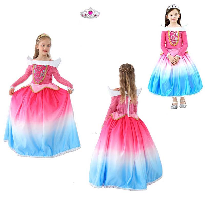 

Sleeping Beauty dresses Aurora Princess dress Girls Gradient Color dress girls Halloween Party Cosplay Costume Ball Gown, Pink