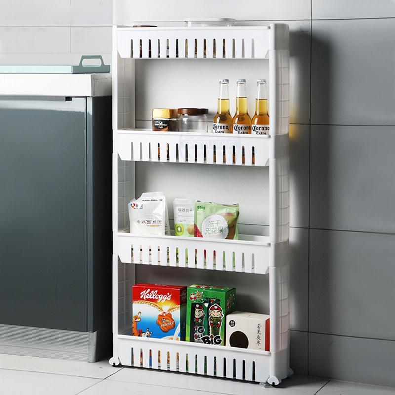 

Shelf with Removable Wheels Crack Rack Bathroom Storage Storage Rack Shelf Multi-layer Refrigerator Side