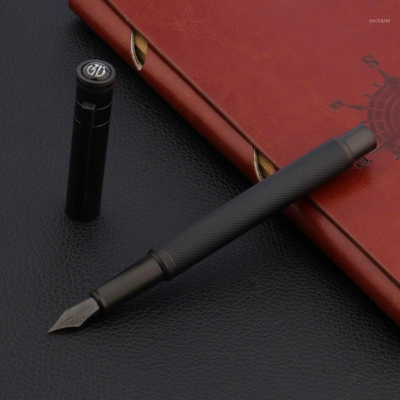 

High Quality Hong Dian 1850 Fountain Pen Metal Frosted Black EF F Fude Bend NIB Business Office School Supplies1, Red