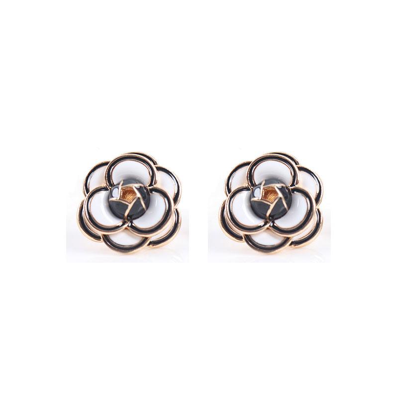 

Luxury famous black white camellia earrings women party small fragrance rose flower earring accessories